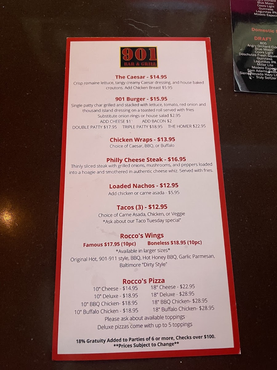 901 Bar and Grill Menu - Image 5